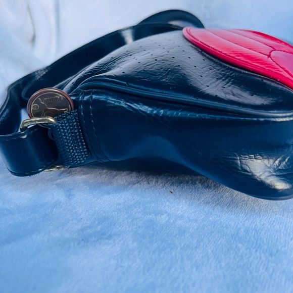Puma Vintage Y2K Dark Blue Vinyl Crossbody Handbag Unisex 6”/9” - Picture 7 of 10